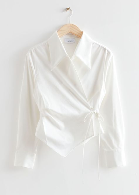 White Wrap Blouse, Blouse With Collar, Party Blouse, Chic Blouses, Wrap Shirt, Simply Chic, Women's Blouses, Wrap Blouse, Women Shirts Blouse