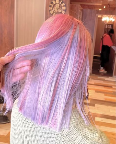 Pastel Alt Aesthetic, Colourful Hair Ideas For Short Hair, Pastel Hair Aesthetic, Pastel Pink And Purple Hair, Pink And Lavender Hair, Pink And White Hair, Red Tv, Cotton Candy Hair, Korean Hair Color