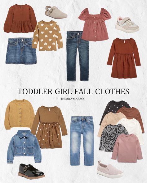 Toddler Girl Clothes Fall, Kindergarten Clothes Girl, Toddler Girl Fall Capsule Wardrobe, Fall Kids Outfits, Fall Picture Day School Outfits, Toddler Capsule Wardrobe Girl, Toddler Girls Fall Outfits, Toddler Girl Fall Fashion, Toddler Girl Outfits Fall