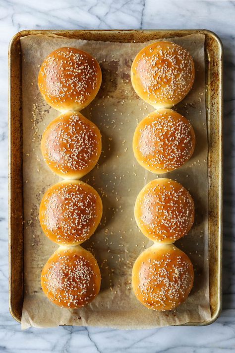 Homemade Hamburger Buns - Damn Delicious Hamburger Bun Recipe, Homemade Hamburger Buns, Homemade Buns, Olive Bread, Homemade Hamburger, Homemade Hamburgers, Homemade Burgers, Hamburger Buns, Bun Recipe