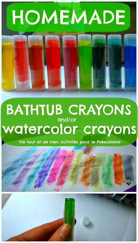 Homemade bathtub crayons and/or watercolor crayons. They are retractable and you save LOTS of money! Watercolor Crayons, Bath Crayons, Diy Crayons, Diy Bathtub, Bath Time Fun, E Mc2, Toddler Fun, Water Colors, Childrens Crafts