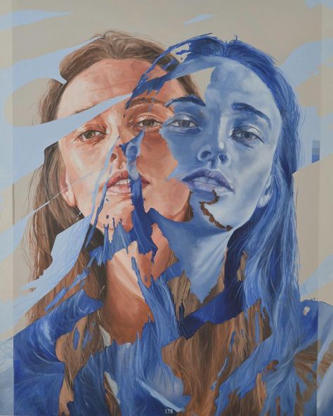 Overlapping Art, Distortion Art, Artist Portrait, Art Alevel, Gcse Art Sketchbook, A Level Art Sketchbook, Portraiture Painting, Gcse Art, Together Again