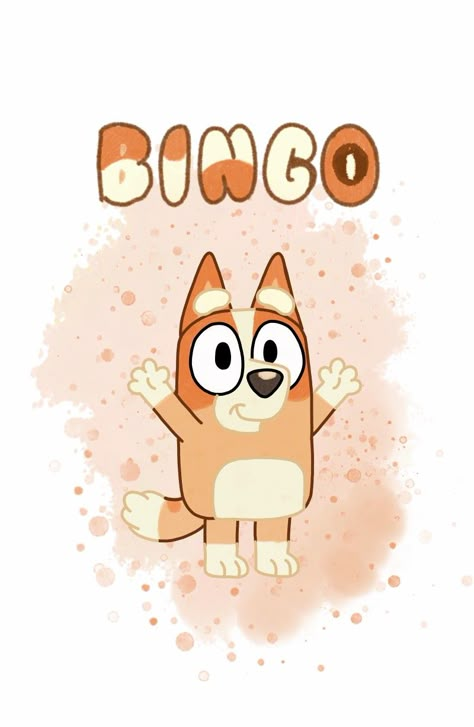 Bingo Wallpaper Aesthetic, Cute Bluey Wallpapers, Bluey Bingo Wallpaper, Bluey Nails Cartoon, Bluey And Bingo Wallpaper, Bingo Fanart, Bluey Drawings, Bingo Wallpaper, Bingo From Bluey