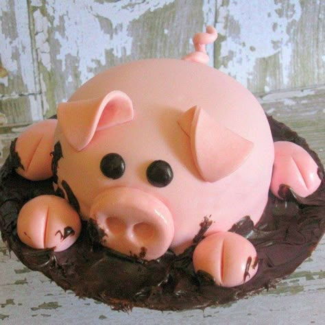 Pig Cake - My Recipe Magic Pigs In Mud Cake, Piggy Cake, Barn Cake, Pig In Mud, Pig Birthday Cakes, The Whoot, Pig Cake, Mud Cake, Animal Cakes