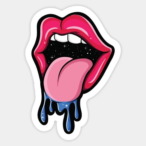 Tongue Sticking Out - Tongue - Sticker | TeePublic Tongue Tattoo Design, Tongue Sticking Out, Tongue Out Illustration, Long Tongue Drawing, Tongue Out Art, Tongue Out Drawing, Tongue Painting, Tongue Drawing, Tongue Out