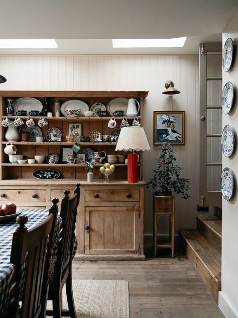 Maximalist House, Terrace Interior, Cotswold House, Kitchen Refurbishment, Antique Dressers, Colour Palate, Ikea Units, Victorian Dressers, Portland Stone