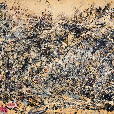 Jackson Pollock. Number 1A, 1948. 1948. Oil and enamel paint on canvas, 68″ × 8′ 8″ (172.7 × 264.2 cm). Purchase. © 2010 Pollock-Krasner Foundation / Artists Rights Society (ARS), New York Pollock Paintings, Gestural Painting, Conservation Art, Abstract Expressionist Art, Art Periods, Willem De Kooning, Action Painting, Expressionist Painting, America Art