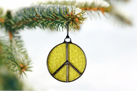 Peace Sign Christmas Ornaments Peace Sign Christmas, Feelin Groovy, Give A Gift, Handmade Holiday, Samara, Peace Sign, Holiday Ornaments, Leather Cord, Good Vibes