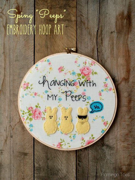 Embroidery Hoop Art Peeps Crafts, Easter Crafts To Make, Hoop Decor, Spring Candy, Cross Stitch Hoop, Unique Easter, Spring Easter Crafts, Easter Peeps, Easter Crafts Diy