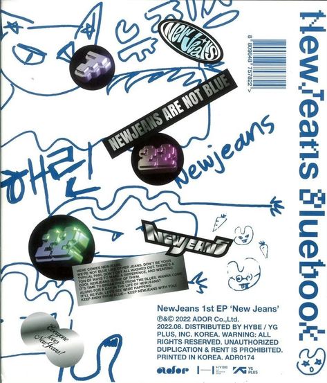 Kpop Things To Print, Newjeans Bluebook, New Jeans Poster, Kpop Editorial, Album New Jeans, Newjeans Y2k, Ep Album Cover, Newjeans 1st Ep, Kpop New Jeans