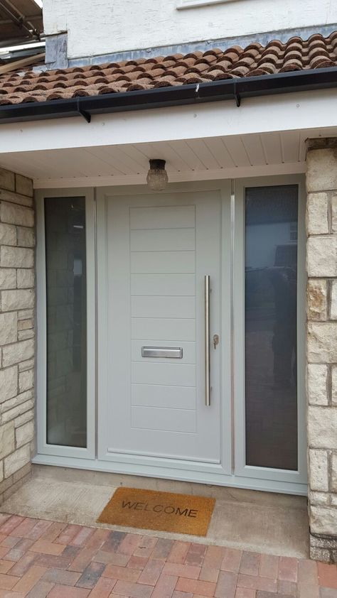 Make your home more welcoming with our Mayon composite door and glazed side panels. Find your nearest installer & get a quote now: http://endurancedoors.co.uk/authorised-retailers/ Composite Door With Side Panels, Front Door And Side Panel, Front Door With Glass Panels Either Side, Composite Door Colours, Modern Composite Front Door, Front Door Composite Uk, Agate Grey Composite Front Door, Front Door With Glass Side Panels, Composite Front Door Ideas Uk