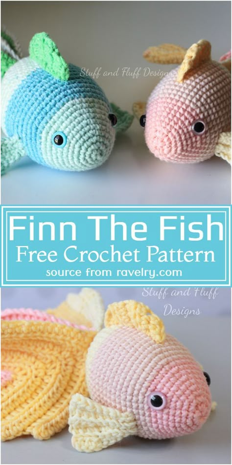 Finn The Crochet Fish Pattern Crochet Rainbow Fish Pattern Free, Crochet Tropical Fish, Amigurumi Fish Pattern, Crocheted Fish Patterns Free, Crochet Fish Pattern Free Amigurumi, Crochet Water Animals, Free Crochet Fish Patterns, Crochet Goldfish Pattern Free, Free Fish Crochet Pattern