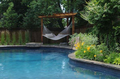 Pergola Corner, Moderne Pools, Backyard Hammock, Corner Brackets, Pergola Design, Outdoor Hammock, Backyard Pergola, Modern Pools, Dream Pools