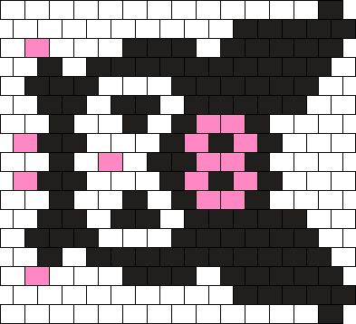 Kuromi Bead Pattern, Kuromi Kandi Cuff, Kandi Patterns Charms, Pony Bead Heart Pattern, Kandi Bracelets Patterns Cuffs, Kuromi Kandi Pattern, Cute Kandi Patterns, Cuff Pattern Kandi, Sanrio Kandi Patterns