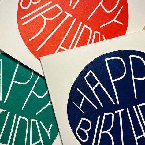 Happy Birthday lino cut cards available in “Deep Red”, “Prussian Blue” and “Light Green”. Card and envelope. #card #birthdaycard #handmade #handmadebirthdaycard #lino #linoprint #linkcutprint #linoprintcard #etsy #buycard #sale #art #artprint Artsy Ideas, Lino Cut, Envelope Card, Prussian Blue, Card And Envelope, Wood Cut, Art Idea, Handmade Birthday Cards, Linocut