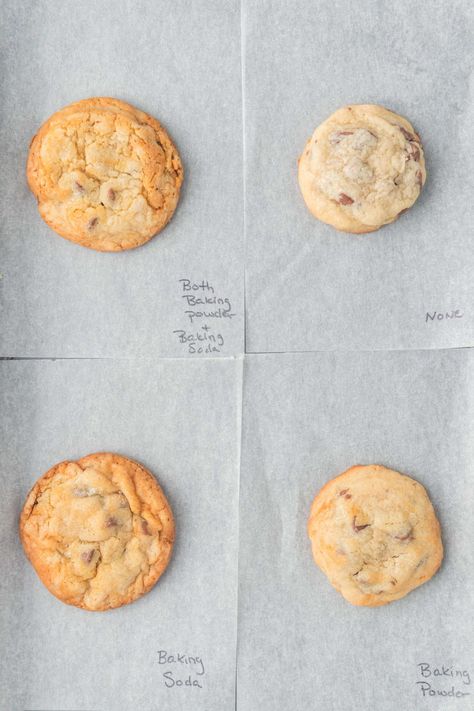 Baking Powder Vs Baking Soda In Cookies Baking Powder Vs Baking Soda, Baking Secrets, Baking 101, Home Baking, Chewy Cookie, How To Make Cookies, Cookies Recipes Chocolate Chip, What Happens When You, Butter Cookies