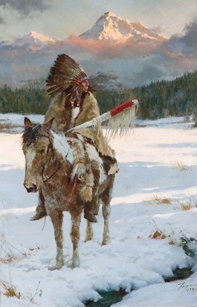 Howard Terpning, Indian Horses, Indian Artwork, Native American Warrior, Native American Images, Native American Paintings, Winter Blanket, Native American Pictures, Wilde Westen