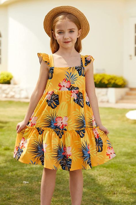 Casual Wear For Girls Kids, Cotton Frocks For Kids Summer Dresses, Summer Frocks For Kids, Cotton Frocks For Kids Summer, A Line Frock For Kids, A Line Dress For Kids, Kids Wear Girls Fashion, Floral Dress For Kids, Summer Dresses For Kids