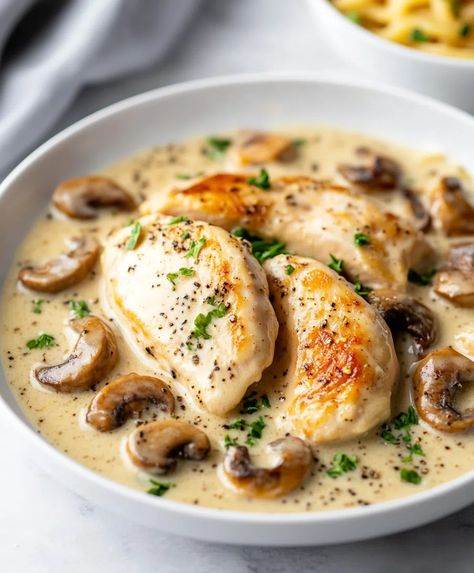 Creamy Chicken Diane Recipe - Chicken Diane Recipes, Chicken Diane, Chicken Breast With Bacon, Turkey Dinners, Seared Chicken Breast, Crab Stuffed, Easy Cook, Food Fest, Chicken Breast Seasoning