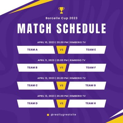 Purple Yellow White Modern Football Match Schedule Instagram Post - Templates by Canva Instagram Posting Schedule, Instagram Schedule, Match Schedule, Football Match, Instagram Post Template, Post Design, Text Effects, Post Templates, Social Media Design