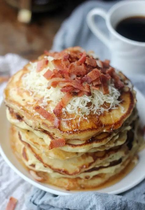 Baker Bettie, Savory Bacon, Pancakes And Bacon, Pancake Recipes, Savory Pancakes, Flavored Bacon, What's For Breakfast, Recipe Community, Bacon Cheddar