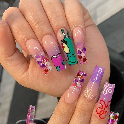 Plankton Nails, Nail Art Designs Short, Short Nails Ideas, Pretty Nail Art Designs, Nail Inspo, Nail Art Designs, Anatomy, Art Journal, Cool Pictures