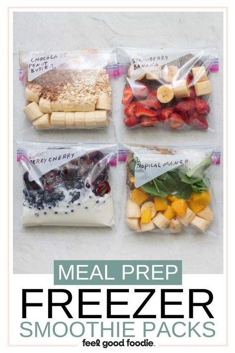 These DIY freezer smoothie packs are easy to make and ready to blend when you are. A great option for morning meal prep! Smoothie Hacks, Frozen Smoothie Packs, Make Ahead Smoothies, Freezer Smoothie Packs, بذور الشيا, Freezer Smoothies, Freezer Packs, Smoothie Fruit, Smoothie Packs