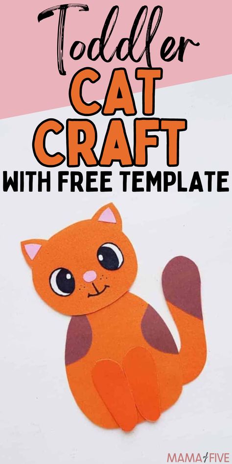 Kitten Activities For Preschool, Easy Cat Crafts Preschool, Cat Activities For Toddlers, Easy Cat Craft, Cat Craft For Toddlers, Cat Art Preschool, Cat Craft Preschool, Kitty Crafts For Kids, Cat Craft Ideas