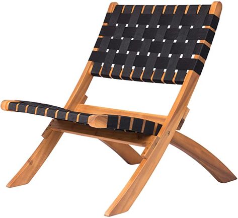 Amazon.com: Patio Sense Sava Outdoor Folding Chair | Acacia Wood Construction | Black Woven Webbing Seat | For Indoors, Porch, Lawn, Garden, Deck, Balcony, Beach, Camping, Sunbathing, Backyard, Fishing, Sporting: Furniture & Decor Wooden Lounge Chair, Polywood Adirondack Chairs, Portable Chair, Outdoor Folding Chairs, Outdoor Patio Chairs, Patio Lounge Chairs, Folding Chairs, Patio Dining Chairs, Lounge Chair Outdoor