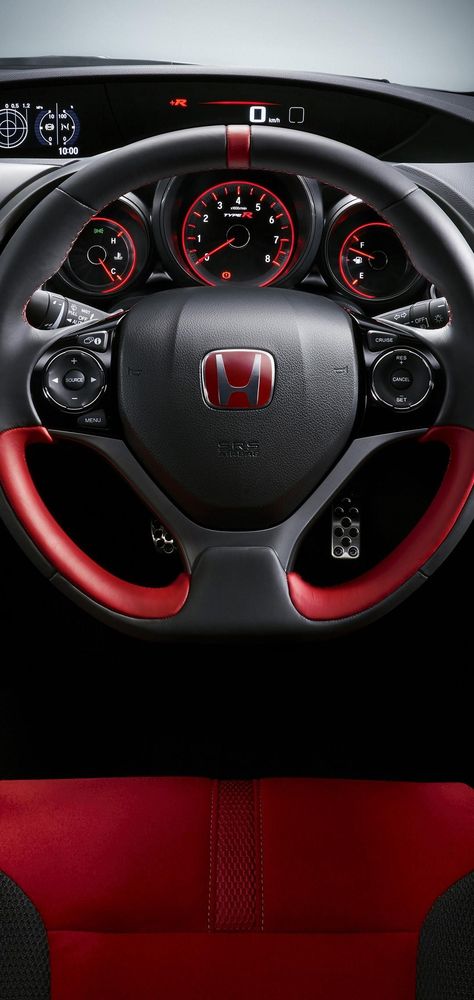 Civic Type R Interior, Honda Hatchback, Sports Cars Mustang, Honda Type R, Honda Brio, Car Poses, Turbo Car, R Wallpaper, Cool Car Accessories