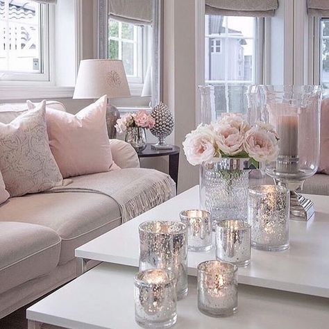 @pinterest  #decoration #decorationdinterieur #interiordesigner #homedesign #deco #salon #salonchic… Pink Living Room, White Furniture, Apartment Living Room, Curtains Living Room, Living Room Inspiration, Apartment Living, Living Room Interior, 인테리어 디자인, Room Interior