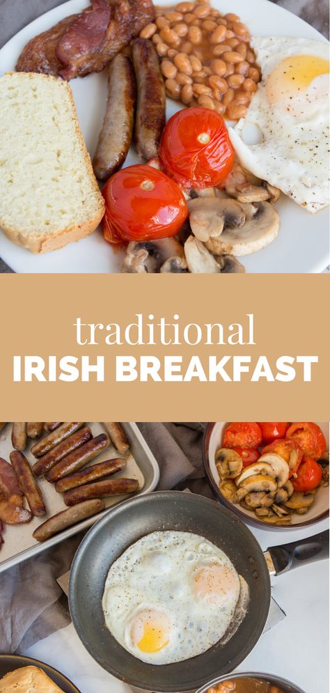 Irish Breakfast is a rich and hearty meal perfect for a weekend breakfast or a cozy, weeknight dinner. This dish is the ultimate comfort food. #breakfast #stpatricksday #comfortfood Irish Beans Recipe, Irish Breakfast Recipes, Traditional Irish Breakfast, Full Irish Breakfast, Breakfast Beans, Mushroom Breakfast, Irish Cooking, Irish Recipes Traditional, Ireland Food