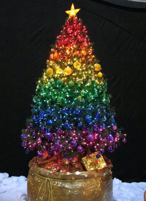 Color!! Rainbow Christmas Tree, Rainbow Christmas, Rainbow Tree, Rainbows Christmas, Oh Christmas Tree, Colorful Christmas, Colorful Christmas Tree, Christmas Tree With Gifts, Christmas Tree Ideas