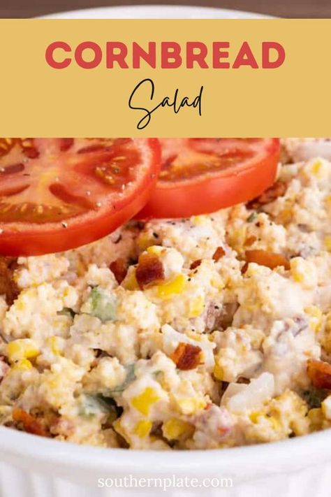 Cornbread Salad With Ranch Dressing, Southern Cornbread Salad Paula Deen, Cornbread Salad Southern, Easy Cornbread Salad, Cold Cornbread Salad, Cornbread Salad Recipe Paula Deen, Cornbread Salad Trisha Yearwood, Cornbread Salad Recipe Southern, Mayo Ranch Dressing