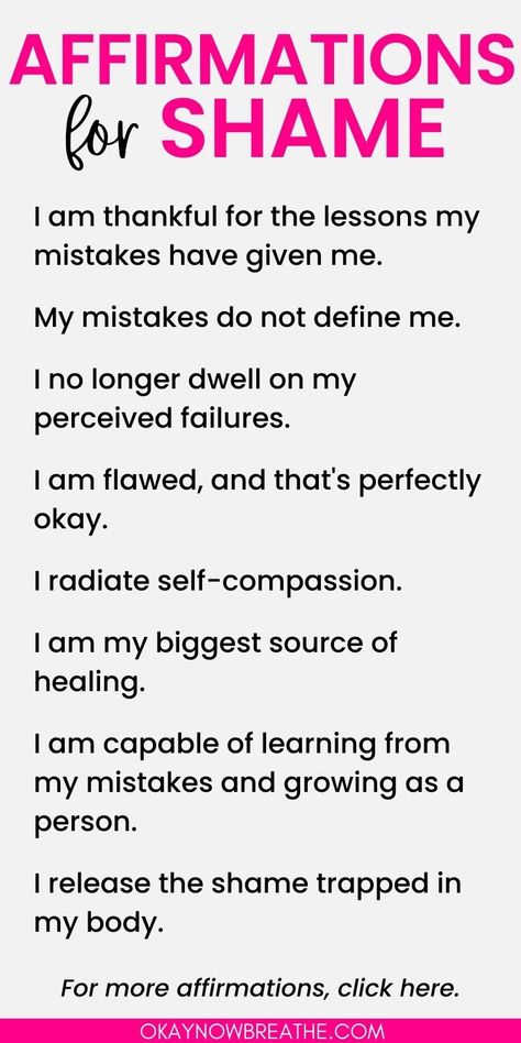 Shame Affirmations, Toxic Shame, Dealing With Guilt, Guilt And Shame, Learn To Love Yourself, Accept Yourself, Forgive Yourself, Healing Affirmations, Meditation Benefits