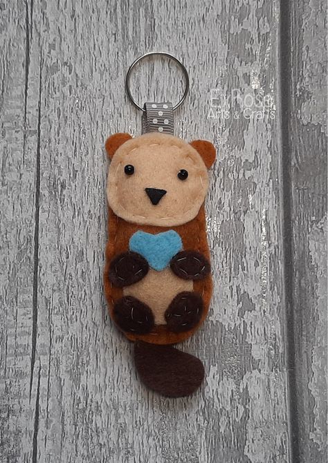 cute otter 
felt otter keyring
felt animal keyring
otter gift
otter keyring Felt Otter Pattern Free, Felt Otter, Patterns For Felt Key Rings, Crochet Otter Keychain Free Pattern, Felt Keychain Frog, Otter Keychain, Otter Birthday, Felt Keyring, Craft Club