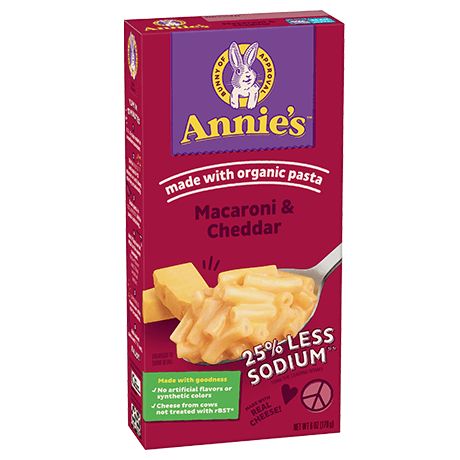 Lower Sodium Mac & Cheese | Annie's Homegrown Macaroni And Cheese Dinner, Cheese Macaroni, Annies Homegrown, Cheddar Mac And Cheese, Cheese Dinner, Quick Family Meals, Family Dinner Table, Organic Pasta, Bacon Mac And Cheese