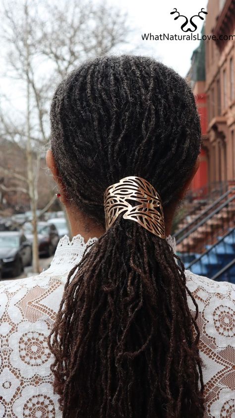 Retro Hair cuff golden Leaf 😍 Hair Cuff for Locs, and Sisterlocks, Dreadlocks 😍 Shop Now - https://whatnaturalslove.com/products/hair-cuff-leafs-sil ver-or-gold-for-locs-sisterlocks-dreadlocks #LocCuffs #Locstyles #HairJewelryForLocs #LocsJewelry #LocsPonytail #MenwithLocs #WomenwithLocs #Dreadlocks #Sisterlocks #BohoLocs #accessories #beauty #locs #cowrieshells #instafashion #hairties #hair #whatnaturalslove Hair Cuff, Boho Locs, Hair Cuffs, Retro Hair, Type 4 Hair, Golden Leaf, Sisterlocks, Golden Leaves, Retro Hairstyles