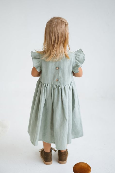 Sage Flower Girl Dress, Communion Dresses Lace, Girls Linen Dress, Toddler White Dress, Green Flower Girl Dresses, Rustic Flower Girl Dress, Linen Summer Dress, Boho Flower Girl, Sleeveless Linen Dress