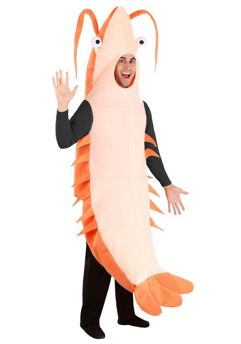 PRICES MAY VARY. Shrimply Irresistible: Stand out at any event with our Adult Shrimp Costume, featuring a hooded tunic made of high-quality 100% polyester foam-backed velour fabric for maximum comfort and durability. Perfect for Halloween or costume parties! Fun & Playful Design: This unisex shrimp costume boasts soft-sculpted eyes, antennas, and quilted details on the tunic front and shrimp tail, making you the coolest crustacean in the room. The hook and loop closure at the center back ensures Shrimp Costume, Sea Creature Costume, Hooded Tunic, Animal Costumes, Unique Costumes, Toddler Costumes, Fantasias Halloween, Velour Fabric, 웃긴 사진