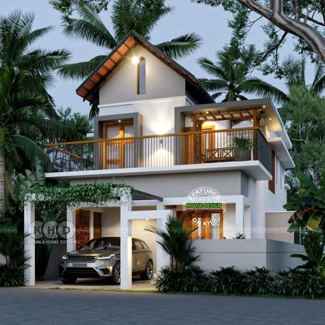 Mixed roof contemporary India house design House Exterior Kerala, Contemporary House Exterior Kerala, New Model House Design, Small House Design Kerala, Home Decor Ideas Modern, House Rendering, Home Design Modern, Modern Home Decor Ideas, Contemporary Style House