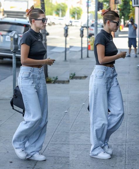 Model Off Duty Style Casual, Supermodel Outfits, How To Style Baggy Jeans, Hailey Baldwin Street Style, Rome Outfits, Summer Workout Outfits, Celebrity Casual Outfits, Models Off Duty Style, Bella Hadid Outfits