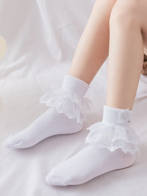 Princess Socks, Fancy Socks, Lace Ankle Socks, Socks Lace, Pretty Socks, Socks Aesthetic, School Socks, Frilly Socks, Wedding Socks