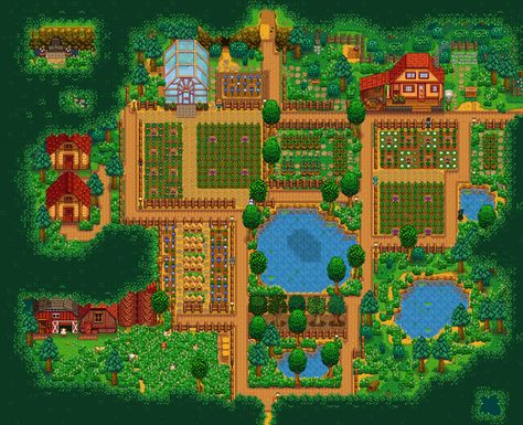 Stardew Valley Farm Layout Beginner, Forest Farm Layout, Stardew Farms, Forest Farm, Stardew Valley Layout, Stardew Valley Tips, Stardew Valley Farms, Farm Layout, Universe Love