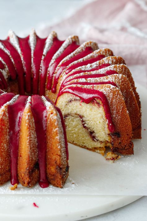 You know you want a slice of this gorgeous Strawberry Hibiscus Swirl #bundtcake #recipe! Swirl Bundt Cake, Strawberry Hibiscus, Mochi Cake, Cake Slices, Strawberry Cake Recipes, Small Food Processor, Freeze Dried Strawberries, Bundt Cakes Recipes, Dried Strawberries