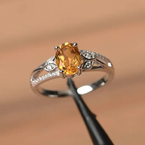 Customized Listing for Lennox - Etsy Topaz Engagement Ring Yellow, Amber Engagement Ring, Citrine Wedding Ring, Citrine Ring Engagement, Elegant Rings, Silver Promise Rings, Sterling Silver Wedding Rings, Citrine Stone, Funky Jewelry