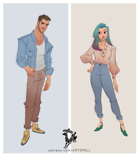 ArtStation - Aden and Evie, David Ardinaryas Lojaya David Ardinaryas Lojaya, David Ardinaryas, رسم كاريكاتير, Character Design Cartoon, Conceptual Artist, Cartoon Fashion, Model Sheet, Character Design References, Disney Style