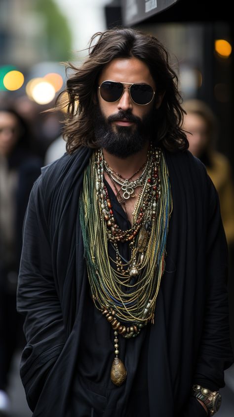 Hippie Outfits Men, Bohemian Outfit Ideas, Advanced Style Boho, Long Hairstyle Men, Men Haircut Long, Bohemian Man, Bohemian Outfit Men, Boho Clothing Men, Hippie Boho Outfits