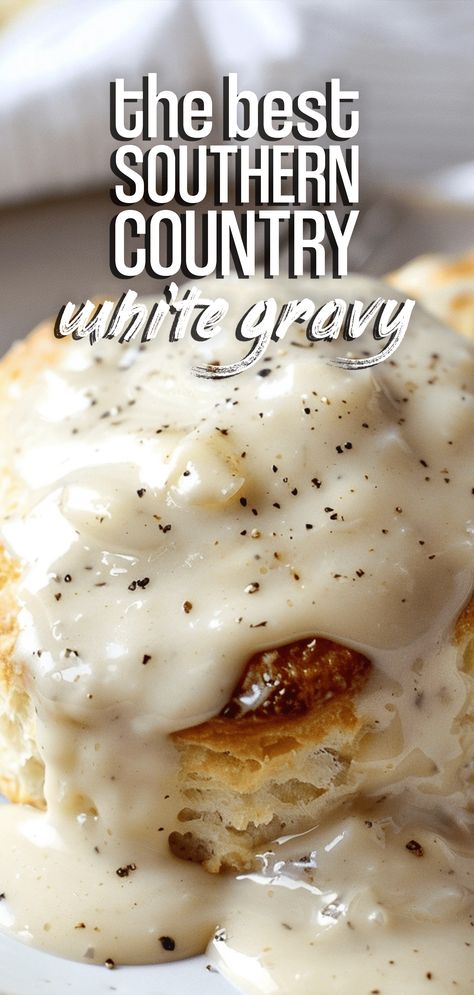 Country White Gravy, White Gravy Recipe Breakfast, Gravy Recipe For Biscuits And Gravy, Country Gravy Recipe Easy, White Gravey, Country Style Gravy Recipe, Easy White Gravy Recipe, White Gravy Recipe Easy, Homemade Country Gravy