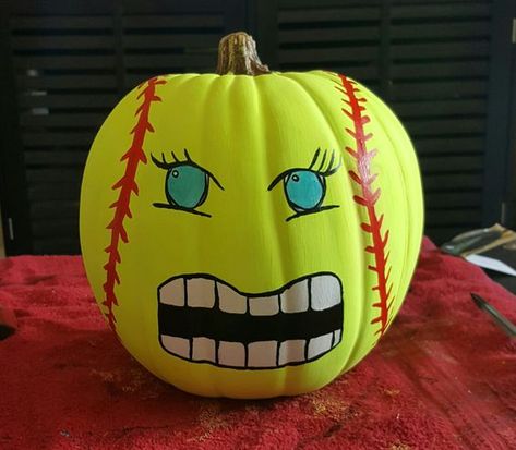 Halloween Pumpkin Ideas, Halloween Softball, Pumpkin Carving Pattern, Pumpkin Smash, Softball Crafts, Carving Templates, Pumpkin Contest, Pumpkin Carvings Stencils, Pumpkin Carving Templates